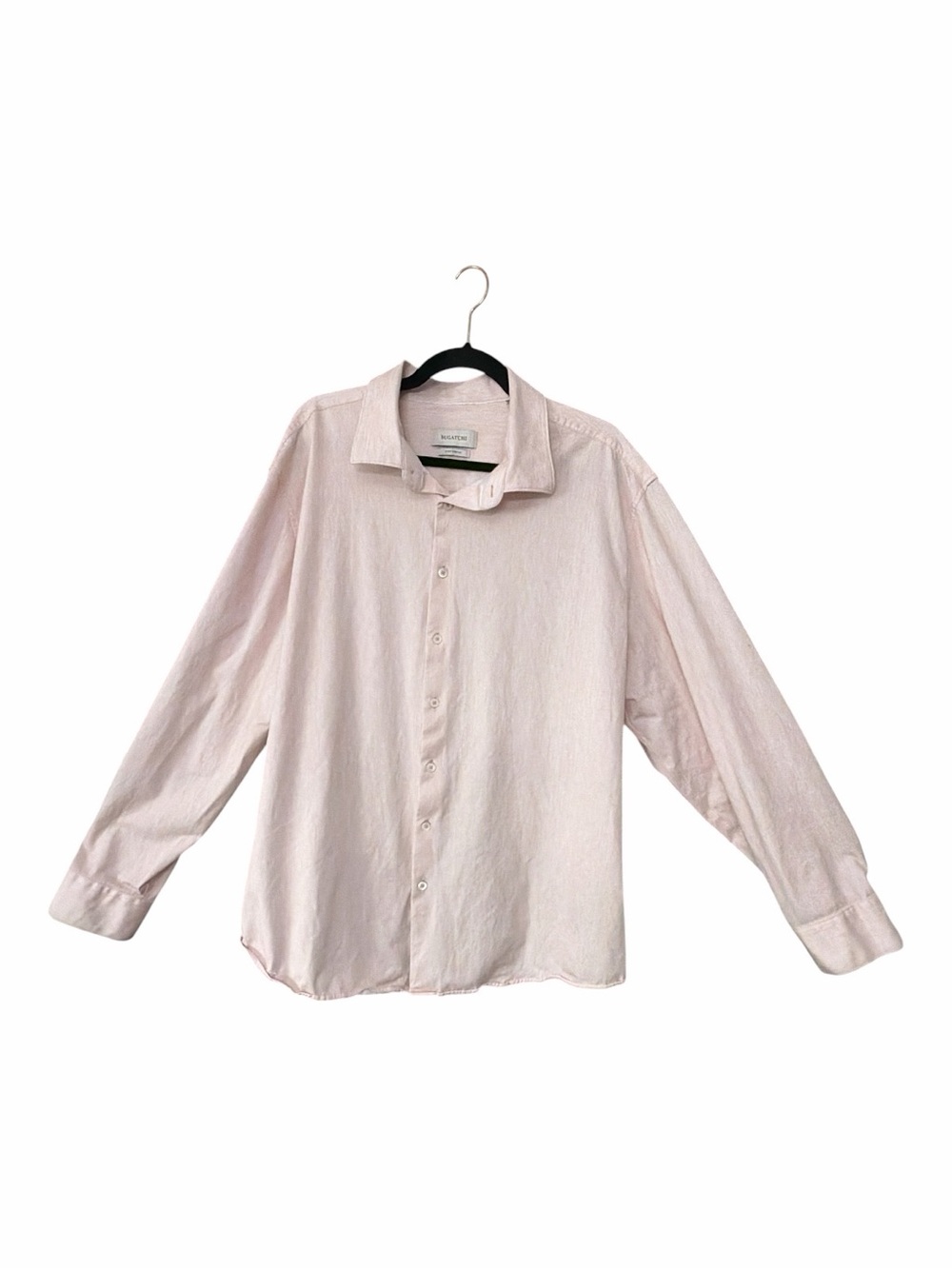 BUGATCHI Men's OoohCotton 8-Way Stretch Long Sleeve Dress Shirt Pink 3XL